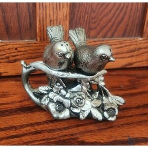 Vintage Silver Tone Plastic Birds‎ On Branch Salt And Pepper Shakers Hong Kong